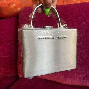 Brandon Blackwood Mini Kendrick Trunk — Silver Stainless Steel (NWT)